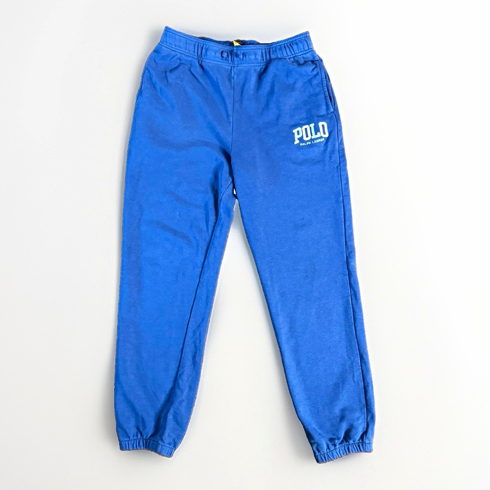 Polo Ralph Lauren Boys Blue Jogger Pants Pull-On Elastic Waist Logo L 14-16